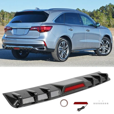 Carbon Fiber Rear Bumper Diffuser Splitter Lip W/ Led Brake Lights For Acura MDX - Imagen 1 de 4