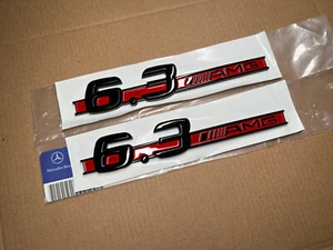 OEM Gloss Black Red 6.3 AMG Side Badge Sticker for BENZ C63 AMG W204 2007 ~ 2014 - Picture 1 of 3