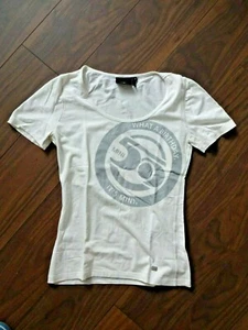 ** MINI ** DAMEN SHIRT - T-SHIRT - WEIß - AUFDRUCK - GR. S - RUNDHALS - ORIGINAL - Bild 1 von 1