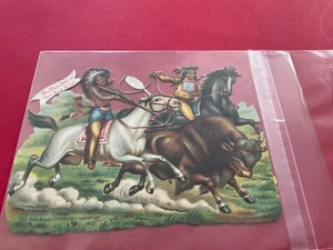 1880er BUFFALO BILL’S WILD WEST GESTANZTE VIKTORIANISCHE KARTE ca. 6" x4 3/4" - Bild 1 von 6