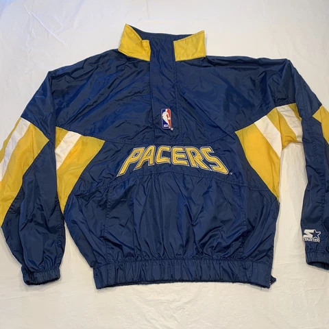 Starter NBA Indiana Pacers 1/4 Zip P.U. Coated Windbreaker Jacket Men’s Large Cover