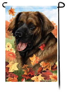 Bandera de jardín Falling Leaves - Leonberger - Imagen 1 de 1