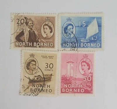 NORTH BORNEO 4 STAMPS  1961 QEII -  Pictorials II - Image 1 of 2