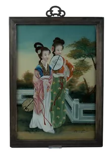 China 20. Jh. Hinterglasmalerei - A Chinese Reverse Painting on Glass - Chinois - Bild 1 von 4