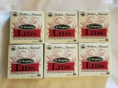 GOLDEN COSECH 72 tapas de conservas regulares 6 cajas de 12 conservas caseras hechas en EE. UU. Foto 1 de 3