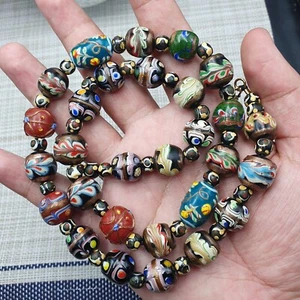 Increíble collar vintage de aventurina veneciana floral y mofeta de vidrio con cuentas - Imagen 1 de 23