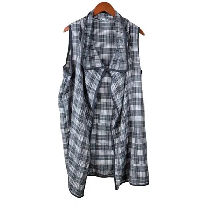 Jordann Vest Jacket Size 2X 2XL Waterfall Drape Front Plaid Lightweight Gray - Image 1 of 4