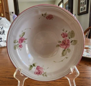 Roseland Cereal Soup Bowl (s) 7" Roses Gibson Stoneware White Pink Green ! - Picture 1 of 10