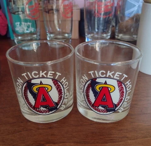 Angels Baseball Lowball Glasses Set Of 2 Season Ticket Holder Cover