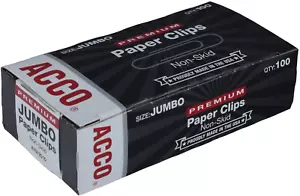 Jumbo Paper Clips Non-Skid Premium Steel Wire 20 Sheet Capacity Silver New - Picture 1 of 4