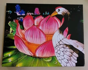 Crane & Lotus Flower Chinese Lantern Festival, 16x20 Canvas Photo Signed Ltd - Picture 1 of 11