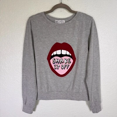 Moletom Wildfox Baggy Beach Jumper Feminino Boca Pequena Língua Suéter Macio NOVO - Imagem 1 de 4