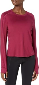 Spalding Women's Active Fitted Long Sleeve Sport Shirt - Red Plum - Size Large - Picture 1 of 2