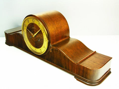 JUNGHANS PURE  ART DECO  CHIMING MANTEL CLOCK  BLACK FOREST GERMANY Cover