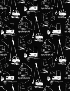 3 Yards Quilt Cotton Fabric - Dear Stella See You Later Excavators Toss Black - Picture 1 of 1