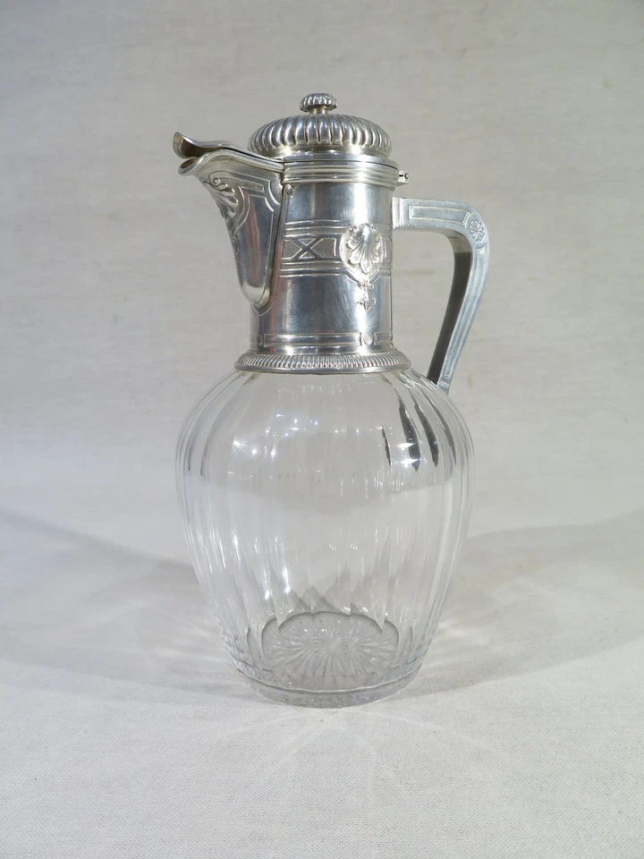 ANCIENNE JOLIE CARAFE AIGUIERE A VIN CRISTAL ARGENT MASSIF VERMEIL ST REGENCE  - Photo 1/1