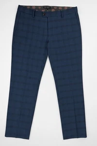 Ted Baker London Men’s Dress Pants 34L Blue Glen Plaid Slim Fit Trousers - Picture 1 of 10