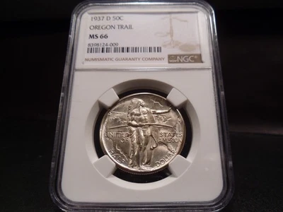 1937-D MS66 Oregon Trail Silver Commemorative NGC Certified Gem - White - Image 1 of 4