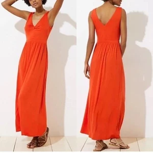 NWT LOFT Beach Stretchy Twist Top Maxi Dress in Dark Orange - Size M - Picture 1 of 7