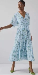 LK BENNET DR COLE Blue Floral Dress BNWT SIZE 16 RRP £329 - Picture 1 of 3