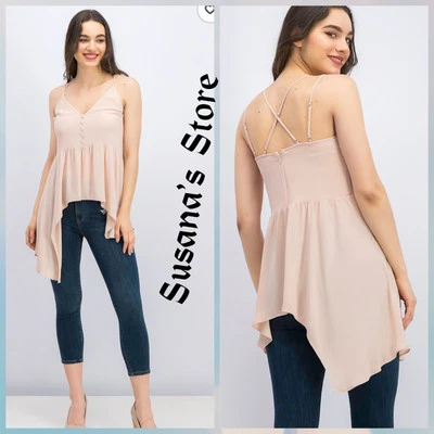 NWT BCBG MAXAZRIA SIZE L Cameron Peplum Ruffle Asymmetric Top, Bare Pink $158 - Image 1 of 4