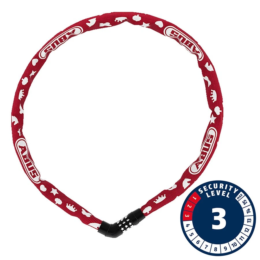 Abus  Steel-O-Chain 4804C  Chain Lock  Combination  4mm  75cm  2.5'  Red - Image 1 of 1