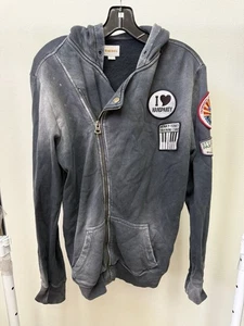 Diesel Zip up Hoodie Jacket Gray Vintage Patches Mens Size Medium - Picture 1 of 10