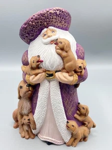 Vintage Keramik Weihnachtsmann Figur 9 Zoll alte Welt Weihnachtsmann Welpen Hunde - Bild 1 von 11