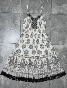 Abito midi Me 2 Magic Anthropologie paillettes ricamato oro a strati linea A nuovo S - Foto 1 di 12