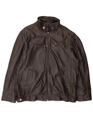 KARTEL Mens Leather Jacket UK 38 Medium Brown Leather DW18 - Image 1 of 4