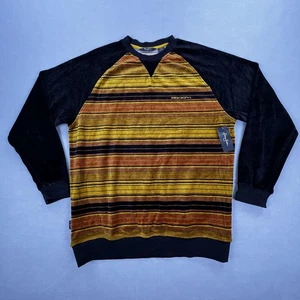 Sean John Pullover Herren XL schwarz gold gestreift Velours Rundhals Pullover Neu mit Etikett - Bild 1 von 13