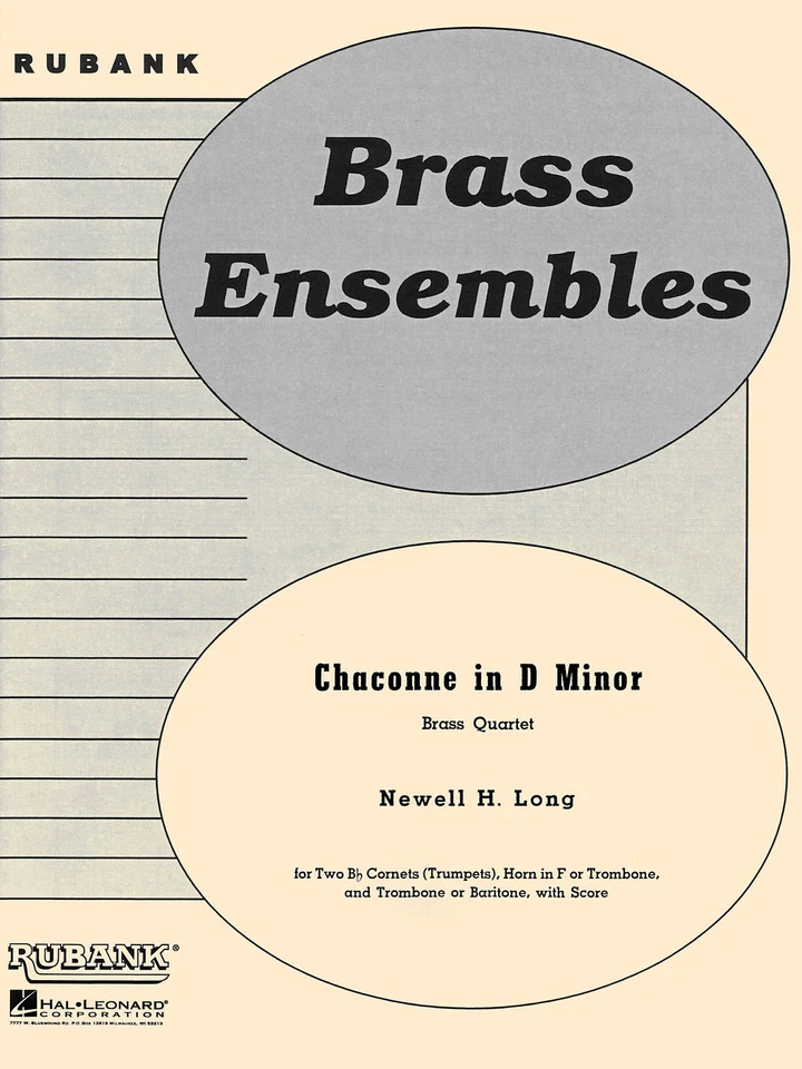 Newell H Long Chaconne in D Minor for Brass Quartet Sheet Music Rubank Book - Image 1 of 1