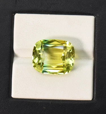 Lab Bio 绿色黄色碧玺气垫宝石 17X14 毫米完美实验室金刚石 — 第 1/4 张图片