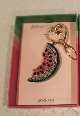 Betsey Johnson Sandía Llavero Bolso Dije Llavero Llavero Cristal Fruta Foto 1 de 4