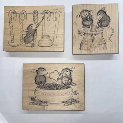 House Mouse Wood Mounted Rubber Stamps - Lot of 3 1997-98 Stampa Rosa Designs - Image 1 of 4