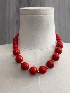 Abgestufte Größe Acryl Perlen Halskette Grob Rot Retro 18" Vintage - Bild 1 von 5