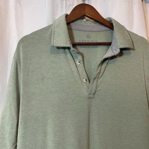 Free Fly Polo Shirt Mens Large Green Bamboo Performance Short Sleeve Golf - Picture 1 of 7