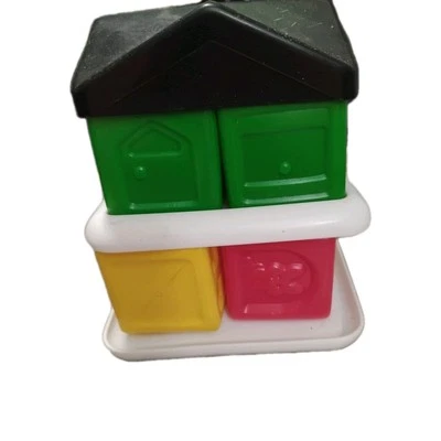 Vintage 1993 Rare The First Years Build A House Blocks Baby Toddler Toy with Box - Image 1 of 4