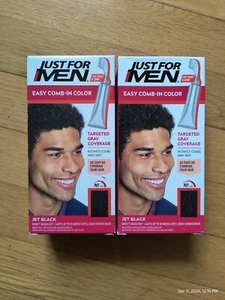 Just for Men Easy Comb In Hair Color A-60 Jet Black 2 Pack Gray Coverage - Picture 1 of 4