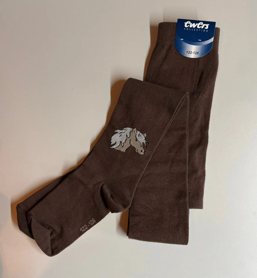 Ewers Kinder Strumpfhose PFERD braun/beige - Gr. 122-128 - Bild 1 von 2