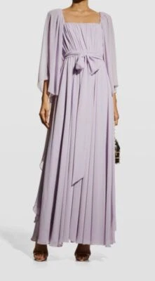 $695 Vestido Badgley Mischka Para Mujer Púrpura Cuello Cuadrado Cinturón Fluido Talla 8 Foto 1 de 4