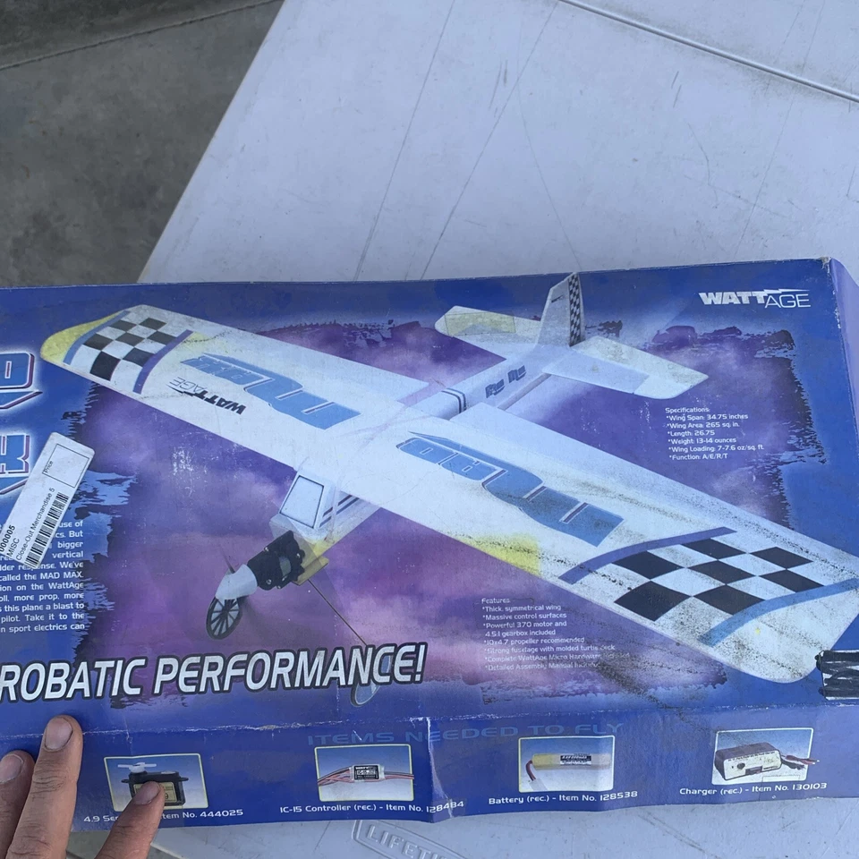 WATTAGE Mini Max RC Plane Kit Mad Max Park/Slow Flyer Hitec Servos NEW - Image 1 of 4