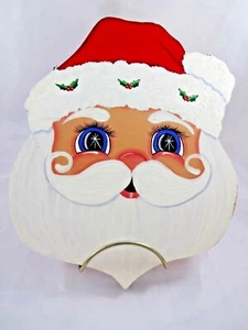 Vintage Handpainted Wood Santa Christmas Decoration 11x8 3/4 w Hanging Chains - Picture 1 of 7