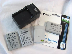 Lot EN-EL5 Battery & Charger ~ Vivitar Travel Charger & 4 Batteries Preowned - Picture 1 of 9