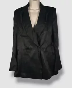 $941 Olivier Theyskens Women's Black Silk Double Breasted Blazer Jacket Size 38 - Picture 1 of 3