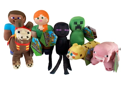 Set of 7 Plush Toys Minecraft Alex Steve Creeper Ocelot Pig Enderman Llama NWT - Image 1 of 4