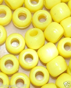 500pcs big hole yellow acrylic round pony acrylic beads 10x8 mm DIY Handcraft - Picture 1 of 1