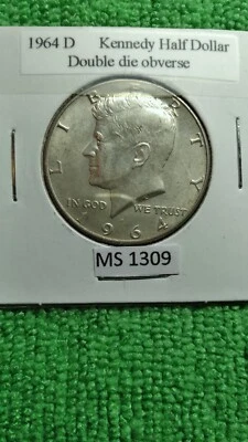 1964D Kennedy Half Dollar ERROR Multiple Strike Double Die Obverse - Image 1 of 4