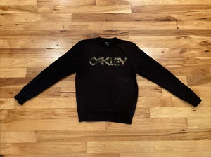 Oakley Black Camo Logo Crewneck Pullover Casual Custom Fit Sweatshirt Mens Small - Picture 1 of 12
