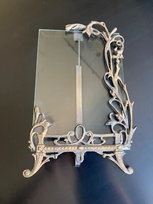 Vintage Empire Style Art Nouveau Brass Floral Easel Picture Frame 4x6-5x7" - Image 1 of 4
